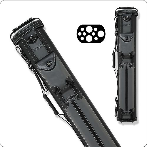 Elite ECV37 3x7 Oval Hard Vintage Leather Pool/Billiards Cue Case - Grey/Gray