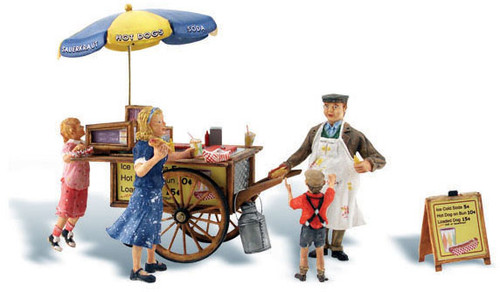 Woodland Scenics HO Scale Scenic Accents Figures/People Set Wally's Weiner Wagon