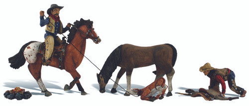 Woodland Scenics HO Scale Scenic Accents Figures/People Set Ridin' & Ropin'