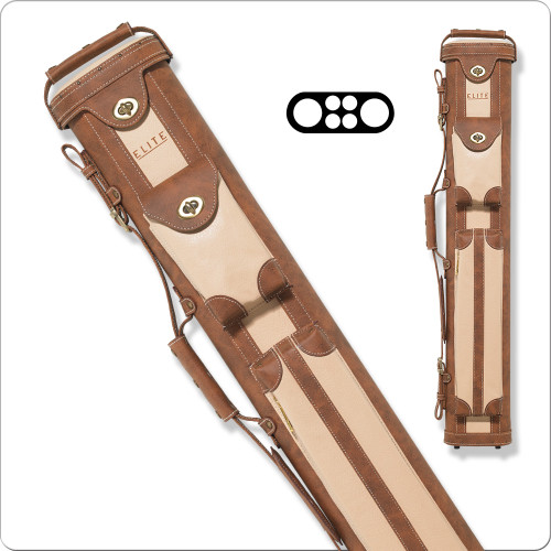 Elite ECV24 2x4 Oval Hard Vintage Leather Pool/Billiards Cue Case - Chestnut