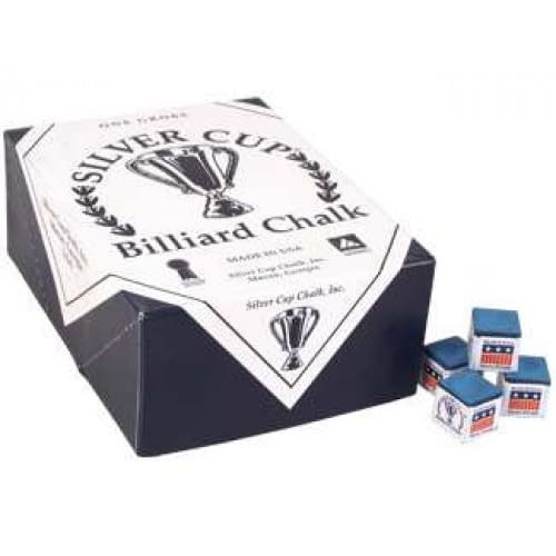Silver Cup Blue Pool Billiard Cue Stick Chalk (144 Pack)