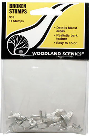 Woodland Scenics Model Railroad Landscape Broken Tree Stumps (Castings) 14-Pack
