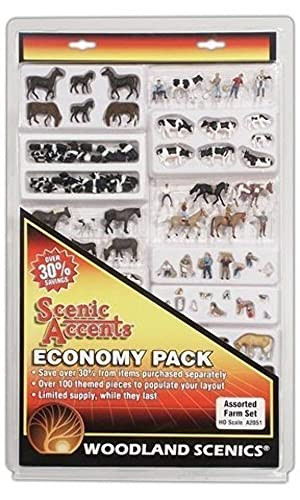 Woodland Scenics HO Scale Scenic Accents Animals/People Assorted Farm Set (100+)
