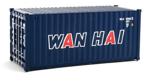 Walthers HO Scale 20' Corrugated Shipping Container Wan Hai (Blue/Red Lettering)