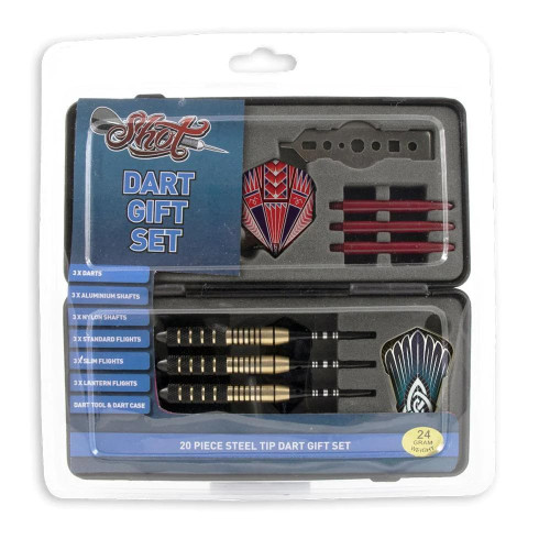 Shot Darts 20 Piece Steel Tip Dart Gift Pack - 22g/24g