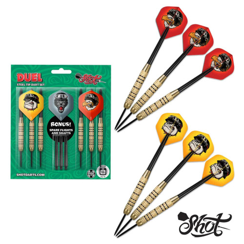 Shot Darts Duel Brass Steel Tip Dart Set 18g