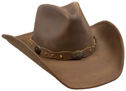 Stetson Roxbury Mocha Distressed Shapeable Leather Cowboy Western Hat - X-Large