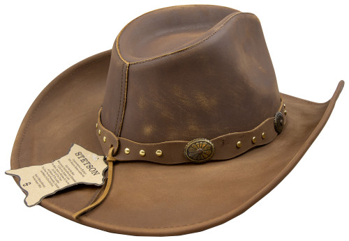 Stetson Roxbury Mocha Distressed Shapeable Leather Cowboy Western Hat - Medium