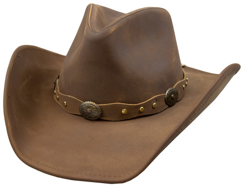 Stetson Roxbury Mocha Distressed Shapeable Leather Cowboy Western Hat - Medium
