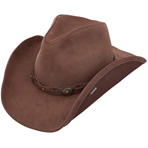 Stetson Roxbury Mocha Distressed Shapeable Leather Cowboy Western Hat - Medium