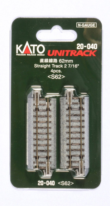 Kato N Scale UniTrack Train Track Straight Roadbed 27/16in 62mm 4-Pack