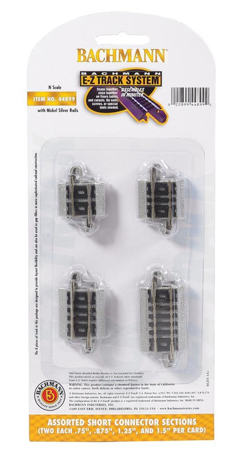 Bachmann N Scale EZ-Track Short Sections (2 Each: 3/4, 7/8, 1-1/8 & 1-1/2in)