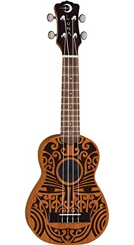 Luna Concert Uke Ukulele Mahogany Tribal Design w/Bag
