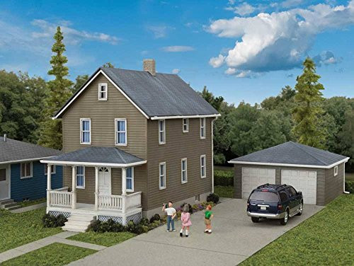 Walthers Cornerstone HO Scale Building/Structure Kit Two-Story House with Garage