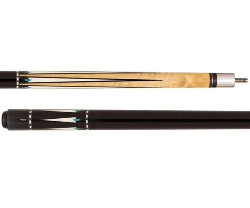 Schon Birdseye Maple Pool Cue with Ebony, Micarta and Turquoise Inlays