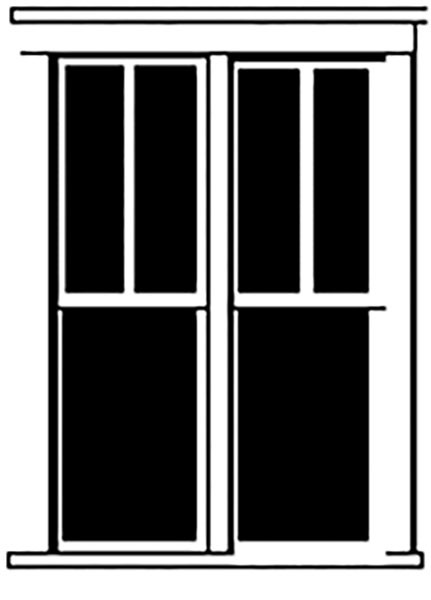 Durango Press HO Scale Model Railroad Parts - Plastic Double-Hung Windows (2)