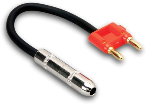 HOSA BNP-116RD Speaker Adaptor Cable Connector - 1/4" TS Dual Banana - Red 6"