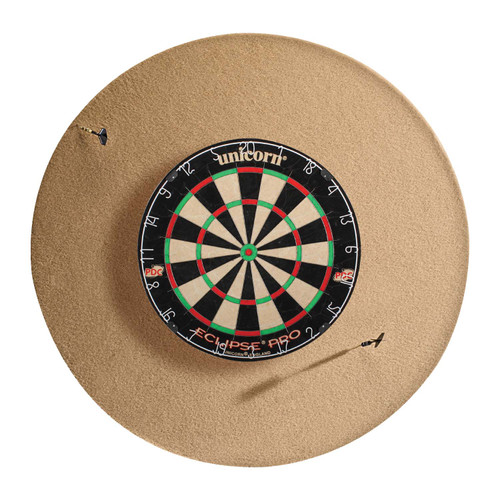 HJ Scott Round Carpeted Wall Mounted Dartboard Backboard - Tan