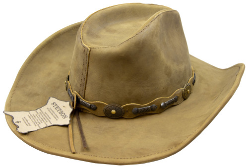 Stetson Roxbury Rust Distressed Shapeable Leather Cowboy Western Hat - Medium