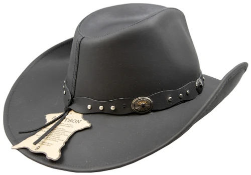 Stetson Roxbury Black Distressed Shapeable Leather Cowboy Western Hat - Large