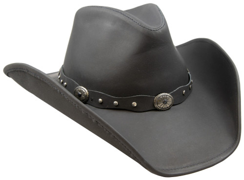 Stetson Roxbury Black Distressed Shapeable Leather Cowboy Western Hat - Large