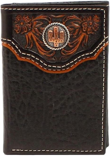 M&F Western Nocona Trifold Wallet Floral Embossed Overlay - Black