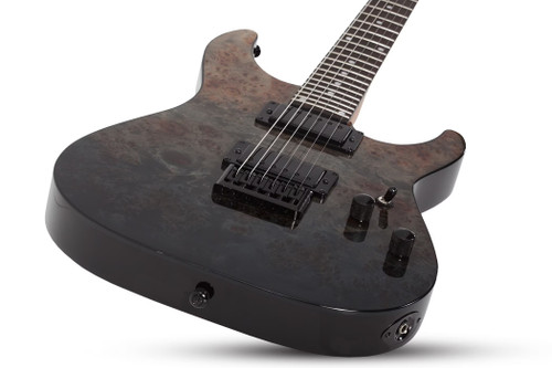 Schecter Deluxe Six-String STD Guitar - Black Fade Burst Burl