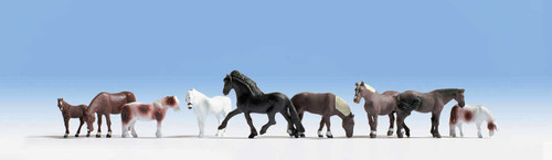 Walthers SceneMaster HO Scale Figures/Animals Majestic Horses (9-Pack)
