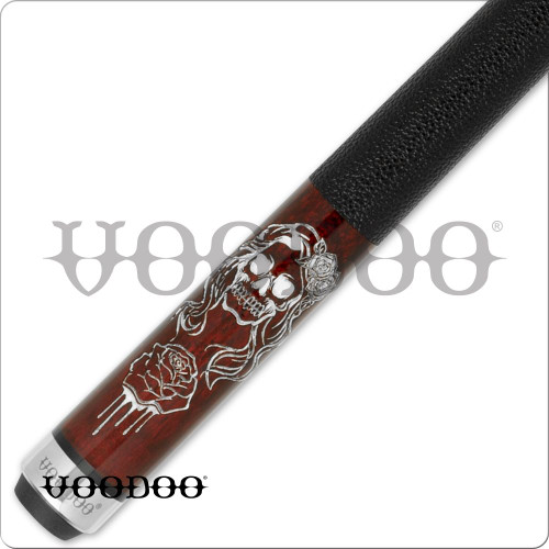 Voodoo VOD41 Lady Rose Burgundy Stained Maple w/Skull Lady Pool/Billiards Cue