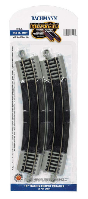 Bachmann HO Scale Nickel Silver/Gray Roadbed EZ-Track 18in Radius Rerailer (2)
