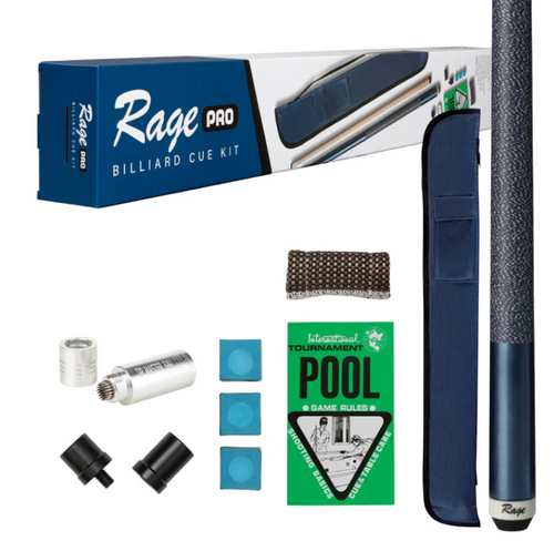 Rage Pro Billiard Cue Kit-Blue/Linen Wrap