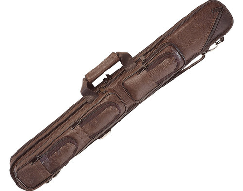 Lucasi LC4 2x2 2B2S Brown Leatherette Soft Pool Cue Case with Large Pockets
