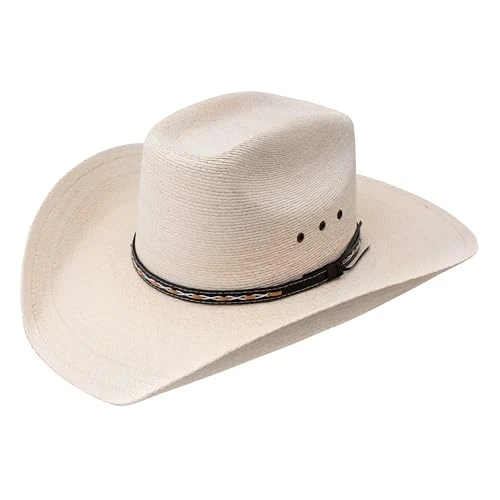 Stetson "Square" Straw Cowboy Hat/Triple Eyelets - Natural - Size 6 3/4