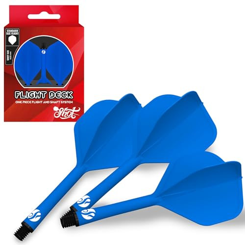 Shot Darts Flight Deck-One Piece Dart Flight and Shaft System-Inbetween Blue