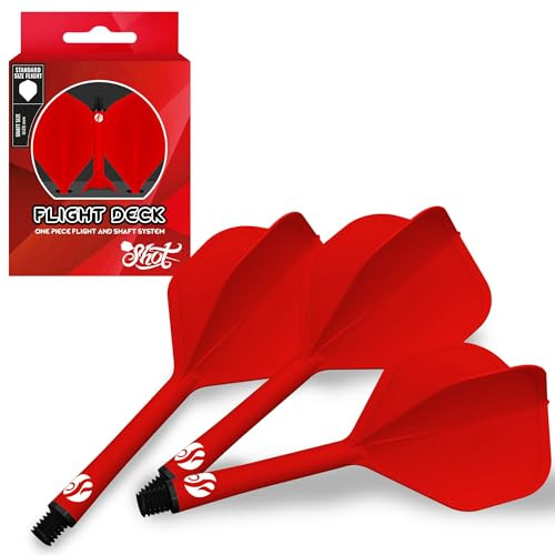 Shot Darts Flight Deck-One Piece Dart Flight and Shaft System-Inbetween Red