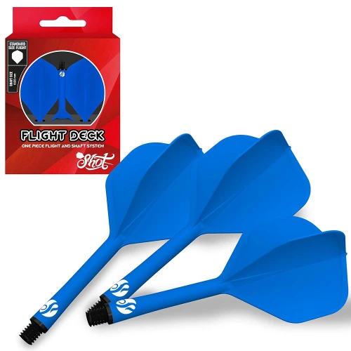 Shot Darts Flight Deck-One Piece Dart Flight and Shaft System-Medium Blue