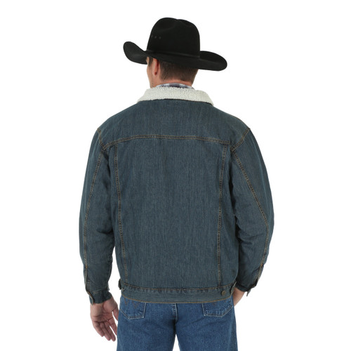 Wrangler Western Men's Cowboy Cut Lined Denim Jacket Rustic Denim - Large