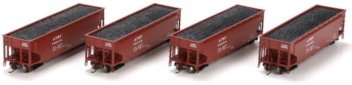Athearn HO Scale 40' 3-Bay Offset Hopper/Load Santa Fe/ATSF (Brown) 4-Pack #1