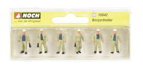 Noch HO Scale Detail Parts - Small White Hat Miners 6-Pack