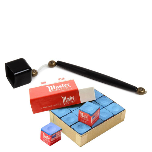 Deluxe Chalk Stick Holder Pocket Chalker Pool/ Billiard Cue Accessory w/ One Dozen Chalk