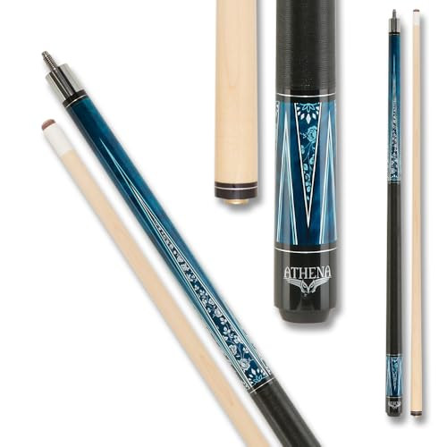 Athena ATH49 Blue w/ Teal, Black & White & White Roses Pool/Billiards Cue Stick