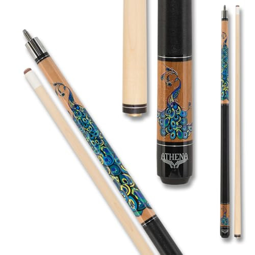 Athena  ATH47 Maple w/Multi Colored Peacock Pool/Billiards Cue Stick