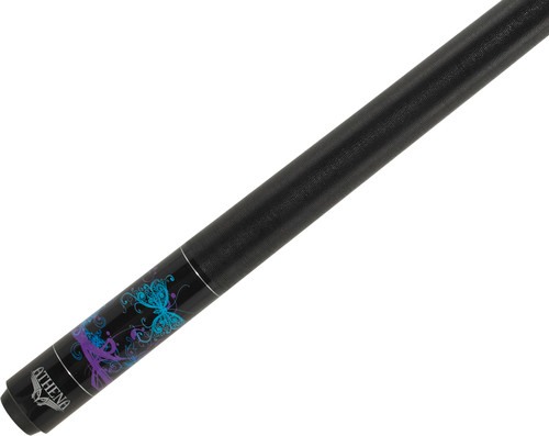 Athena ATH44 Black w/ Teal, Blue & Purple Butterflies Pool/Billiards Cue Stick