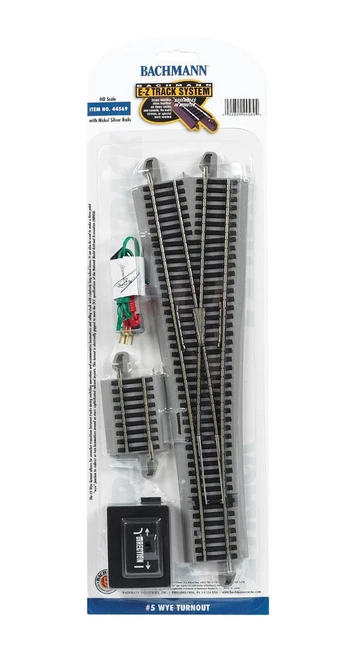 Bachmann HO Scale Nickel Silver/Gray Roadbed EZ-Track Wye #5 Remote Turnout