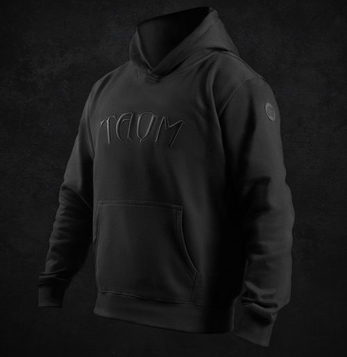 Taom 3D Embroided Black Logo Official Pull Over Black Hoodie - Large