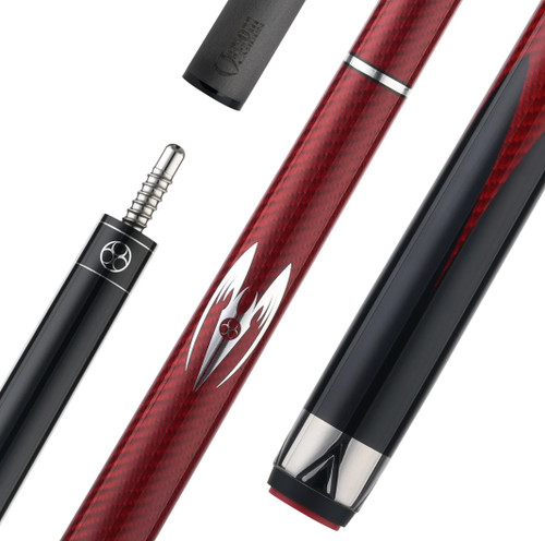 Poison Maelith Pool Cue with Carbon Fiber Shaft - Black/Red - No Wrap