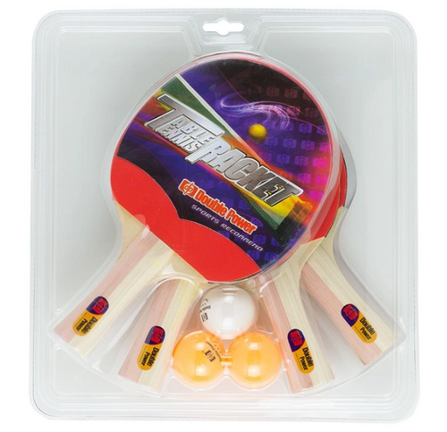 Ping Pong Paddles & Ball Set - Includes 4 Paddles and 3 Ping Pong Balls