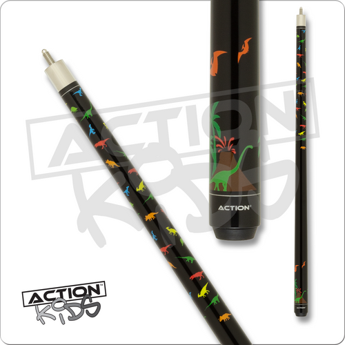 Action Kids JR19 48in Black w/Trees, Dinosaurs & Volcano Pool/Billiard Cue Stick