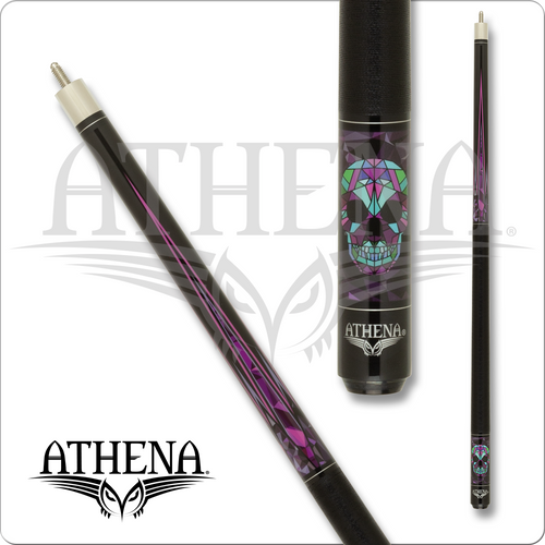 Athena ATH56 Green, Pink, Purple Kalediscope Skull Pool/ Billiards Cue Stick