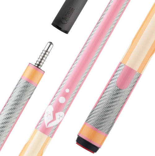 Poison Candy Sugar Pool Cue Gen1 Peach with Pink No Wrap with 12.4mm Venom Carbon Fiber Shaft